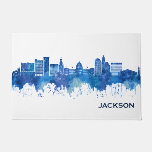 Jackson Mississippi Skyline Blue Deurmat (Voorkant)