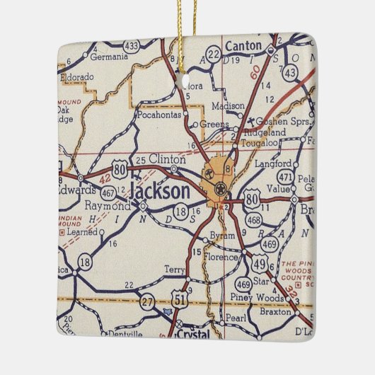 Jackson MS Map Keramisch Ornament (Links)