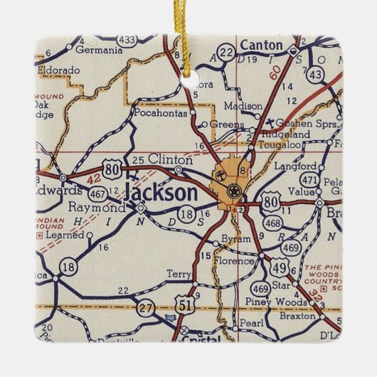 Jackson MS  Map Keramisch Ornament (Voorkant)