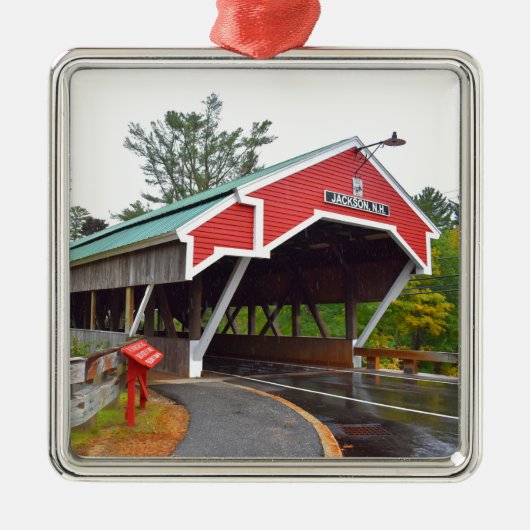 Jackson, NH Covered Bridge kerstversiering Metalen Ornament (Voorkant)