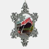 Jackson, NH Covered Bridge kerstversiering Tin Sneeuwvlok Ornament (Links)