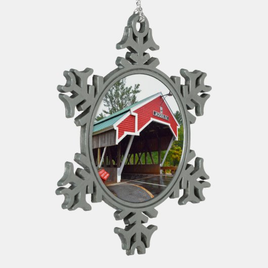 Jackson, NH Covered Bridge kerstversiering Tin Sneeuwvlok Ornament (Links)