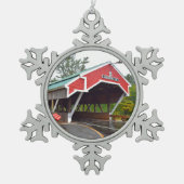 Jackson, NH Covered Bridge kerstversiering Tin Sneeuwvlok Ornament (Voorkant)