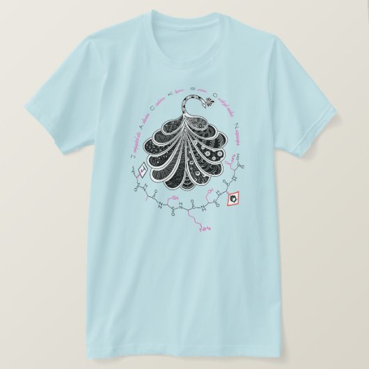 JACKSON-peptide, pauw met aangepaste tekst, licht T-shirt (Design voorkant)