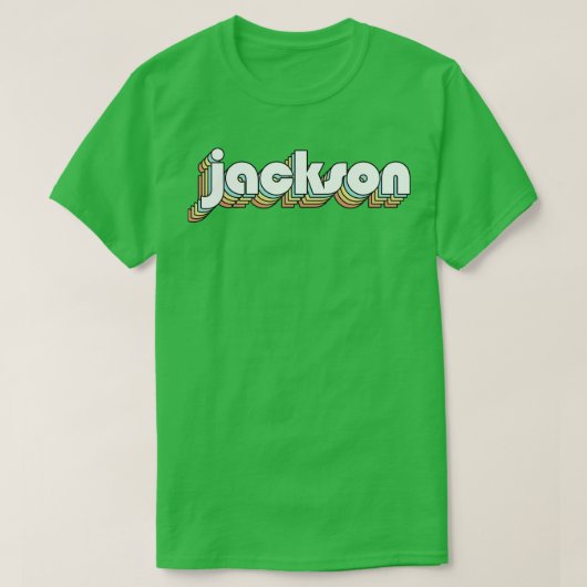 Jackson Retro Rainbow Typography Vervaagde stijl T-shirt (Design voorkant)
