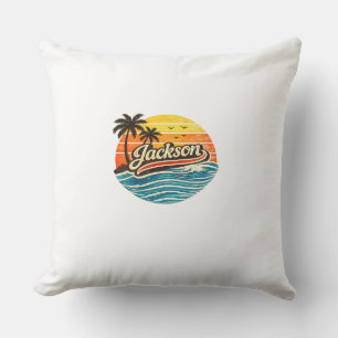 Jackson Retro Sunset Naam Design Kussen