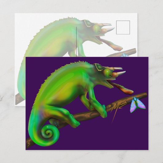 Jackson’s Chameleon Aiming Briefkaart (Voorkant / Achterkant)