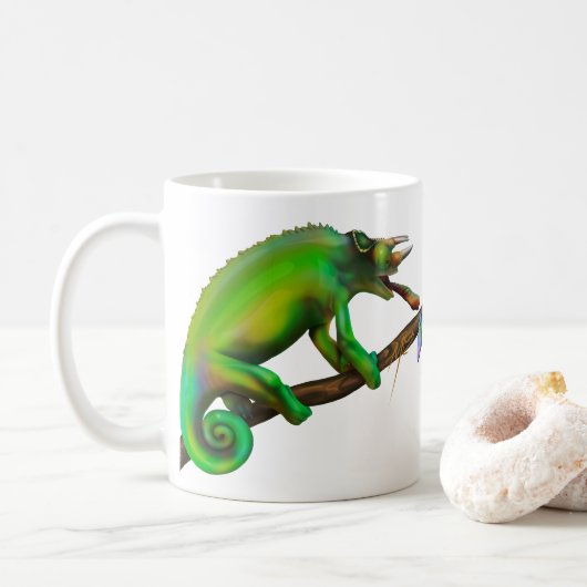 Jackson’s Chameleon Aiming Koffiemok (Met donut)