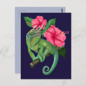Jackson’s Chameleon with Hibiscus Briefkaart (Voorkant / Achterkant)