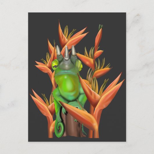 Jackson’s kameleon tussen de paradijsvogel briefkaart (Voorkant)