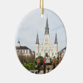 Jackson Square, Cathedraal Saint Louis at Xmas C Keramisch Ornament (Rechts)