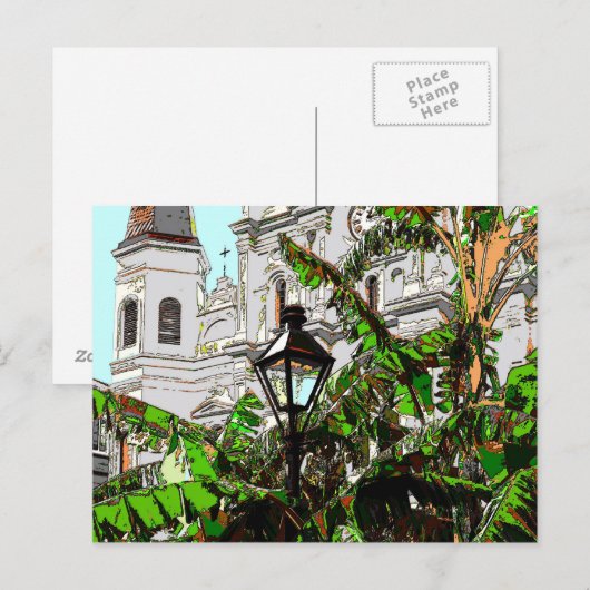 Jackson Square New Orleans Lamp Post Briefkaart (Voorkant / Achterkant)