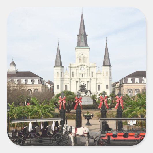 Jackson Square, Saint Louis Cathedral bij mas Vierkante Sticker (Voorkant)