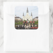 Jackson Square, Saint Louis Cathedral bij mas Vierkante Sticker (Tas)