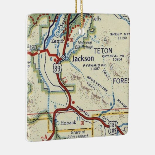 Jackson WY  Map Keramisch Ornament (Rechts)