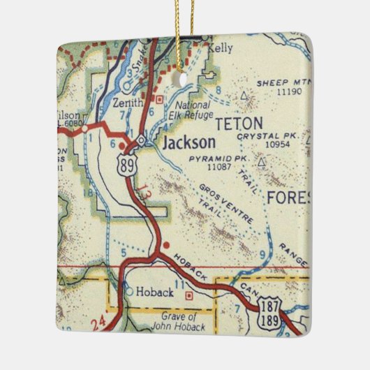 Jackson WY  Map Keramisch Ornament (Links)