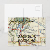 Jackson Wyoming  Map Briefkaart (Voorkant / Achterkant)