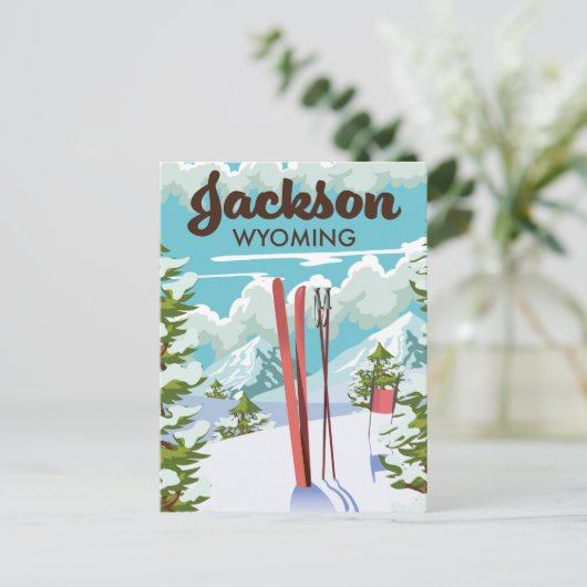 Jackson Wyoming ski-poster Briefkaart (Staand voorkant)