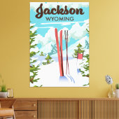 Jackson Wyoming ski poster Canvas Afdruk (Insitu (Woonkamer))