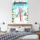 Jackson Wyoming ski poster Canvas Afdruk (Insitu (Slaapkamer))