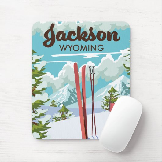 Jackson Wyoming ski poster Muismat (Met muis)