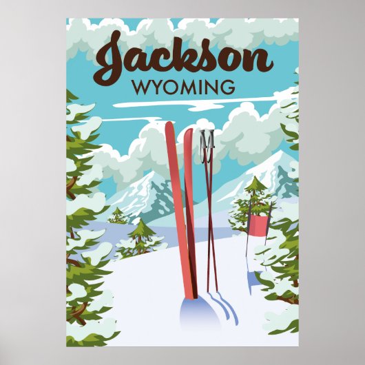 Jackson Wyoming ski-poster Poster (Voorkant)
