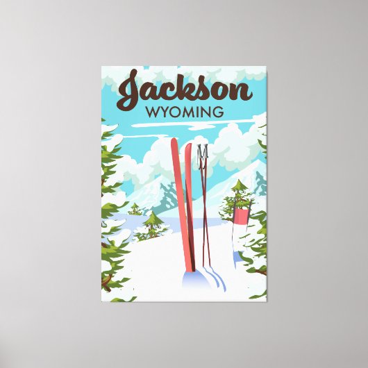 Jackson Wyoming skiposter Canvas Afdruk (Voorkant)