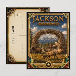 Jackson Wyoming Vintage Art Deco Gouden Tijdperk Briefkaart