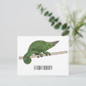Jackson's chameleon cartoon briefkaart (Staand voorkant)