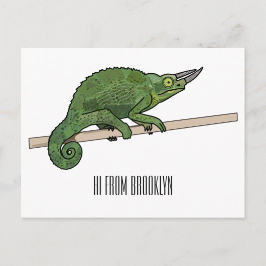 Jackson's chameleon cartoon briefkaart (Voorkant)
