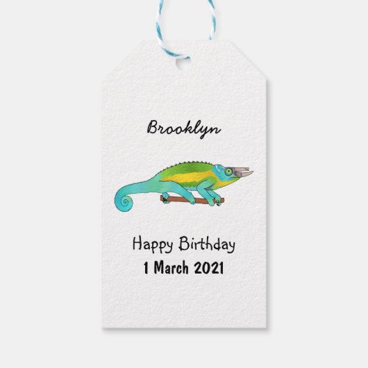 Jackson's chameleon cartoon cadeaulabel (Achterkant)