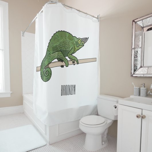 Jackson's chameleon cartoon douchegordijn (In situ)