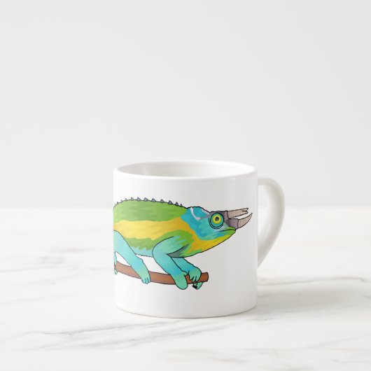 Jackson's chameleon cartoon espresso kop (Voorkant rechts)