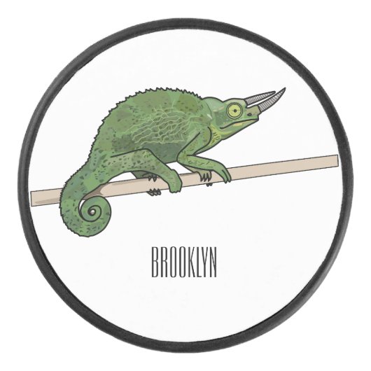 Jackson's chameleon cartoon hockey puck (Voorkant)