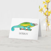 Jackson's chameleon cartoon kaart (Gele Bloem)
