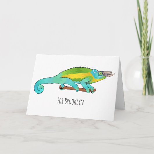 Jackson's chameleon cartoon kaart (Voorkant)