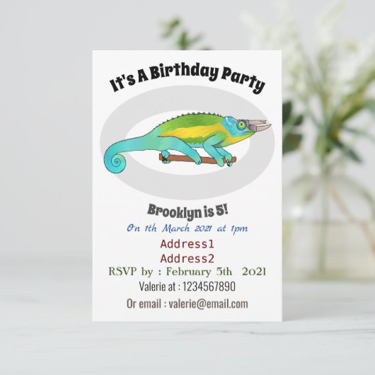 Jackson's chameleon cartoon kaart (Staand voorkant)