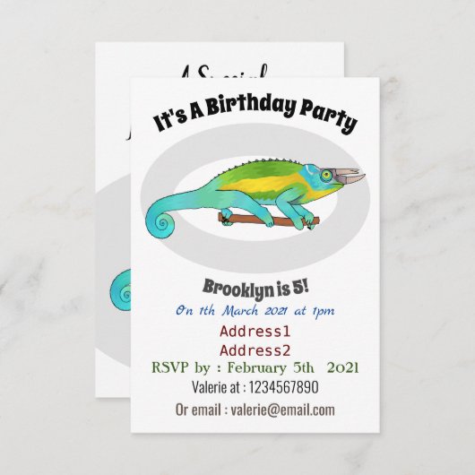 Jackson's chameleon cartoon kaart (Voorkant / Achterkant)