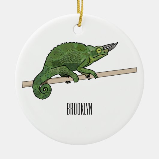 Jackson's chameleon cartoon keramisch ornament (Voorkant)