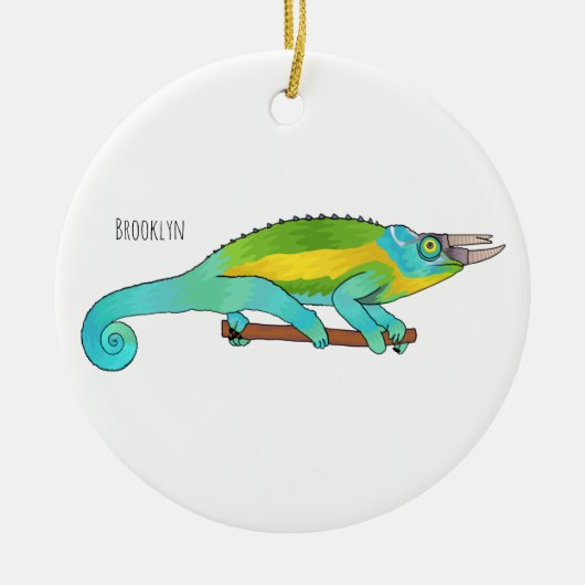 Jackson's chameleon cartoon keramisch ornament (Voorkant)