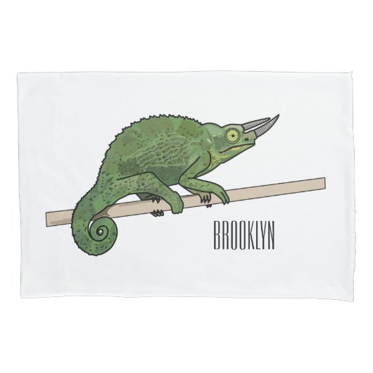 Jackson's chameleon cartoon kussensloop (Voorkant)