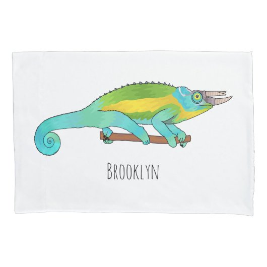 Jackson's chameleon cartoon kussensloop (Voorkant)