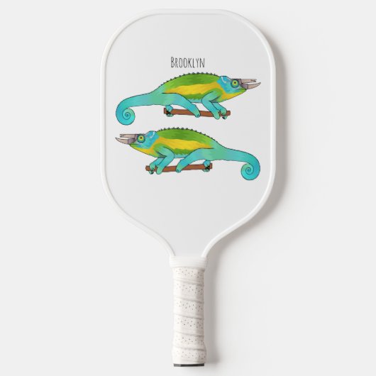 Jackson's chameleon cartoon pickleball paddle (Voorkant)