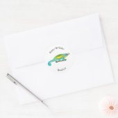 Jackson's chameleon cartoon ronde sticker (Envelop)