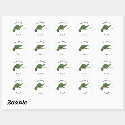 Jackson's chameleon cartoon ronde sticker (Vel)