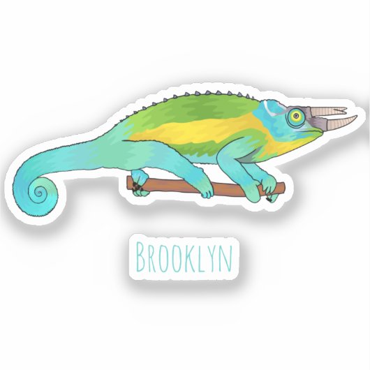 Jackson's chameleon cartoon sticker (Voorkant)