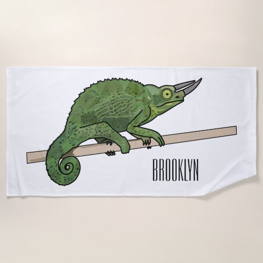 Jackson's chameleon cartoon strandlaken (Voorkant)