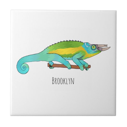 Jackson's chameleon cartoon tegeltje (Voorkant)