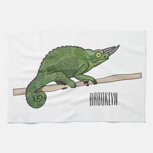 Jackson's chameleon cartoon theedoek (Horizontaal)