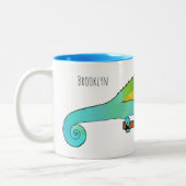 Jackson's chameleon cartoon tweekleurige koffiemok (Links)
